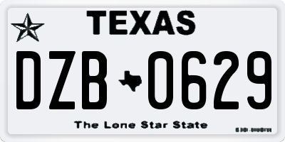 TX license plate DZB0629