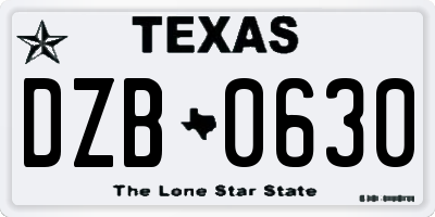 TX license plate DZB0630