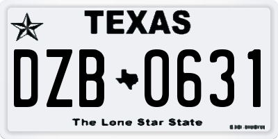 TX license plate DZB0631