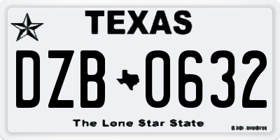 TX license plate DZB0632