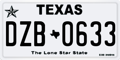TX license plate DZB0633