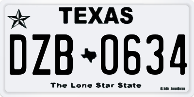 TX license plate DZB0634