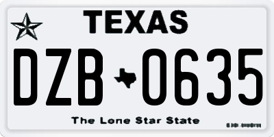 TX license plate DZB0635
