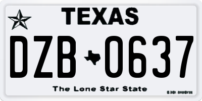 TX license plate DZB0637