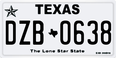 TX license plate DZB0638