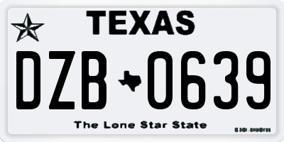TX license plate DZB0639