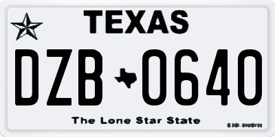 TX license plate DZB0640