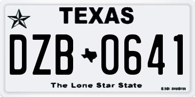 TX license plate DZB0641