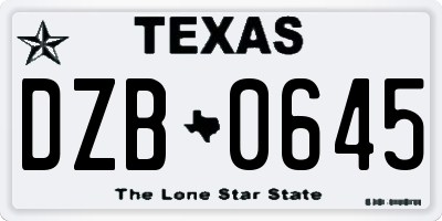 TX license plate DZB0645