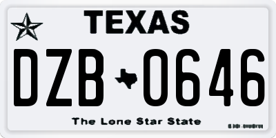TX license plate DZB0646