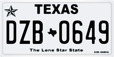 TX license plate DZB0649