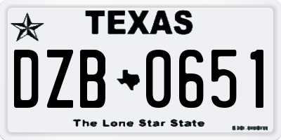 TX license plate DZB0651