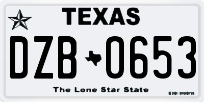TX license plate DZB0653