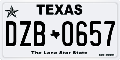 TX license plate DZB0657