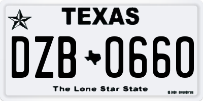 TX license plate DZB0660