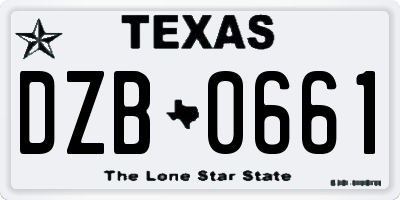 TX license plate DZB0661