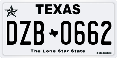 TX license plate DZB0662