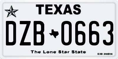 TX license plate DZB0663