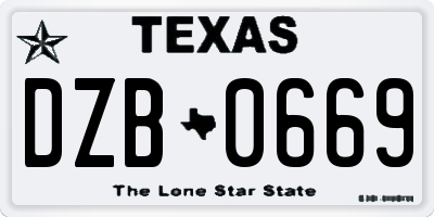 TX license plate DZB0669