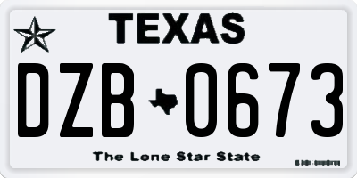 TX license plate DZB0673