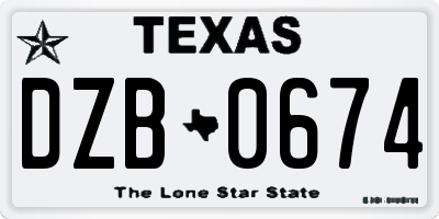 TX license plate DZB0674