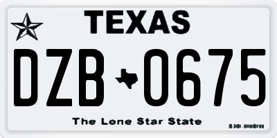 TX license plate DZB0675