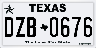 TX license plate DZB0676