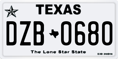 TX license plate DZB0680