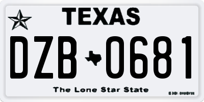 TX license plate DZB0681