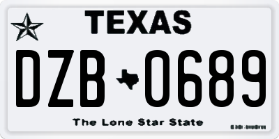 TX license plate DZB0689