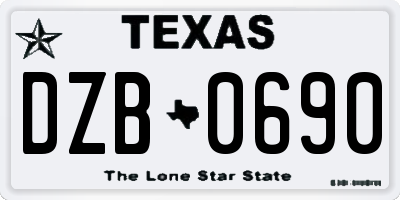 TX license plate DZB0690