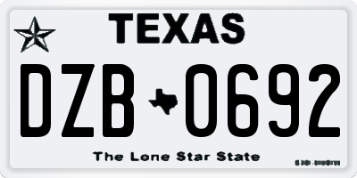 TX license plate DZB0692