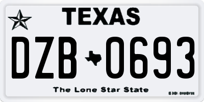 TX license plate DZB0693