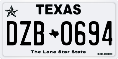 TX license plate DZB0694