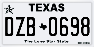 TX license plate DZB0698