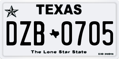 TX license plate DZB0705