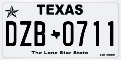 TX license plate DZB0711