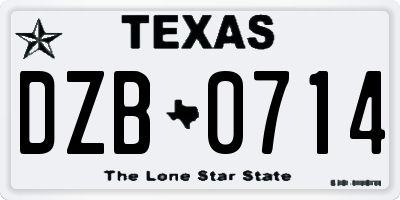 TX license plate DZB0714