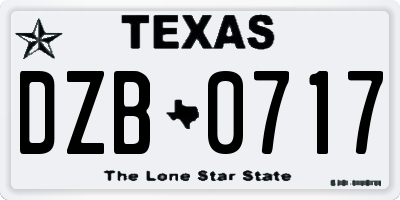 TX license plate DZB0717