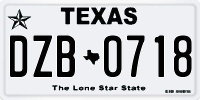 TX license plate DZB0718