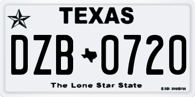 TX license plate DZB0720