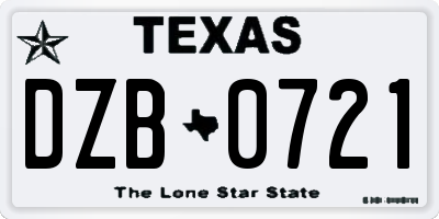 TX license plate DZB0721