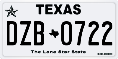 TX license plate DZB0722