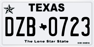 TX license plate DZB0723