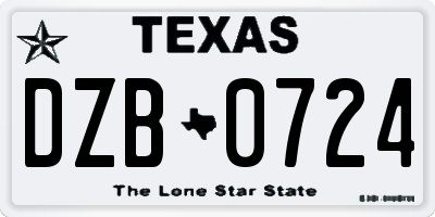TX license plate DZB0724