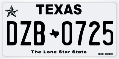 TX license plate DZB0725