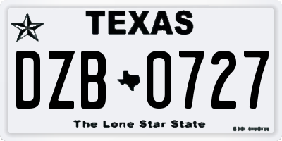 TX license plate DZB0727