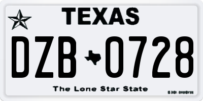 TX license plate DZB0728