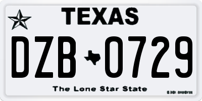 TX license plate DZB0729