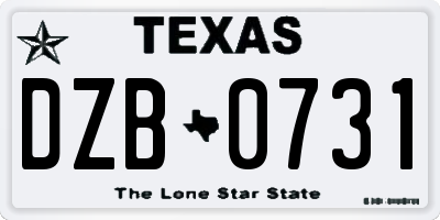TX license plate DZB0731
